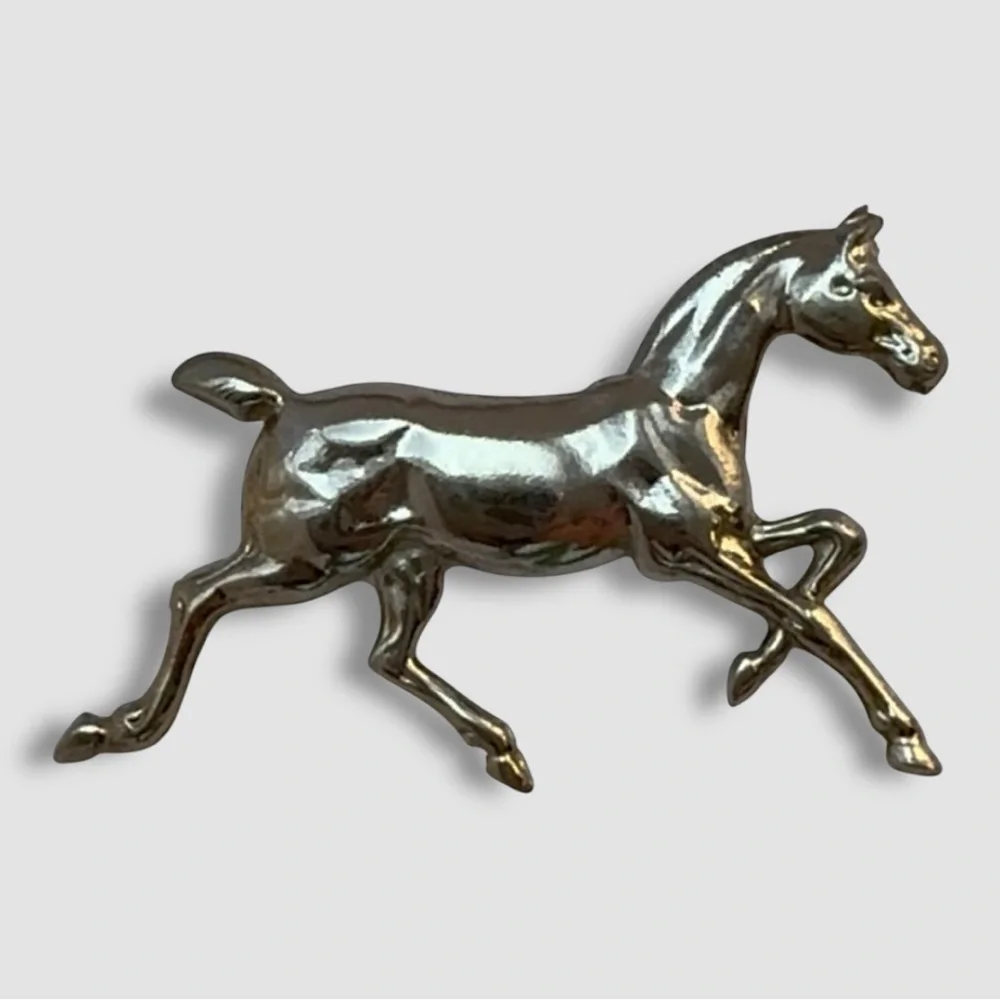 🐴 Vintage Sterling Silver Running Foal Horse Brooch Pin - Equestrian Jewelry